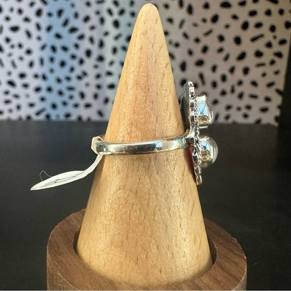 NWT Sterling Silver Double Moonstone Ring Intricate Silver Work Setting - Picture 3 of 8